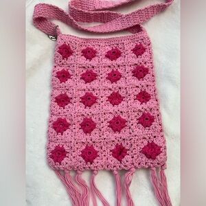 Esprit Pink Crochet Crossbody Bag